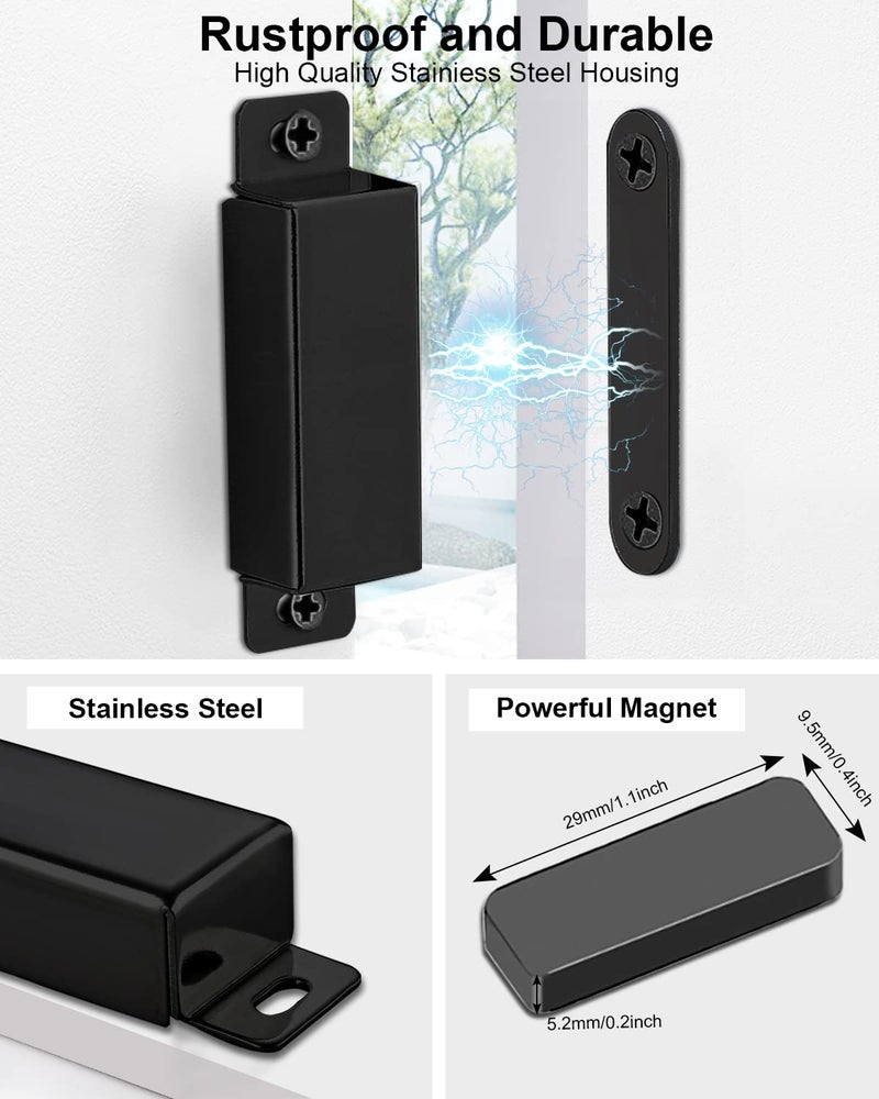Jiayi Magnetic Door Catches 12 Pack Cabinet Door Magnets Black Magnetic Door Latches Catches Cupboard Door Closures for Kitchen Wardrobe Drawer Closet Door Closing - Image 3